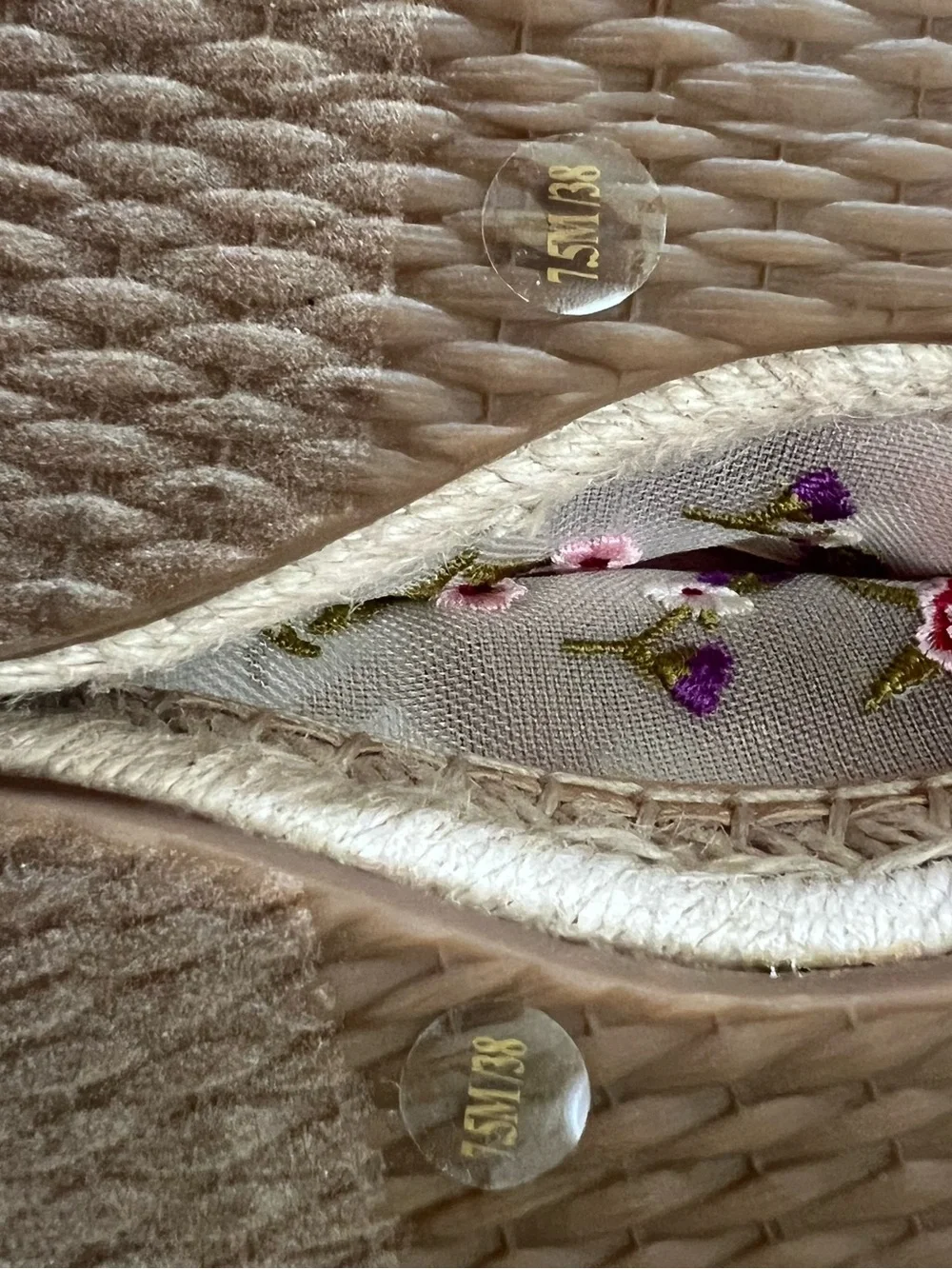 Jessica Simpson Beige Floral Embroidered Espadrille Flats